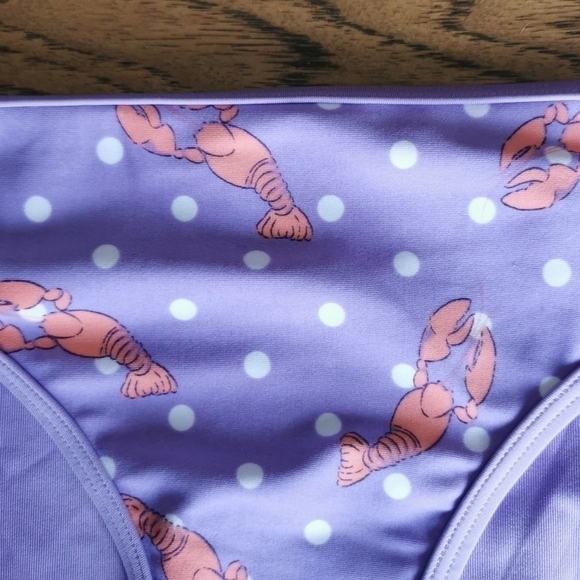 AERIE Bikini Top Bottom Bandeau Orange Lobsters New Small - Picture 3 of 7